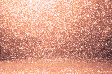 Wall Mural - rose gold glitter, defocused abstract holidays lights on background.