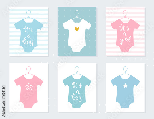 Babies Bodysuits Clothes On Hangers Baby Announcement Cards It S A