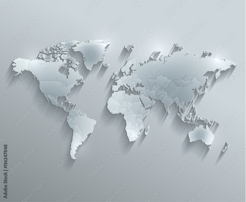 World political map vector individual states separate 素材庫向量圖 | Adobe Stock