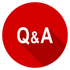 Poster - Flat design red round web question answer vector icon