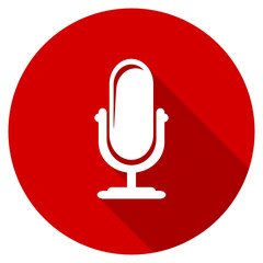 Fototapete - Flat design red round microphone vector icon