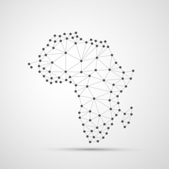 transparent abstract polygonal map of africa, digital network connections, technology background, cr