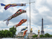 Fish Windsock Or Fish Flag And Eiffel Tower