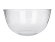 An empty glass mixing bowl isolated on a white background
