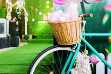 Bicycle With Cotton Candy In Weave Basket