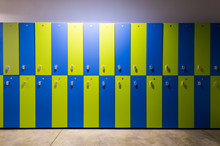 Photo Of Blue And Green Lockers In The Gym