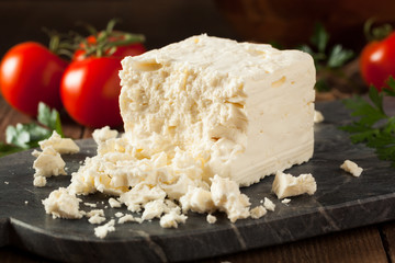 Canvas Print - Raw Organic White Feta Cheese