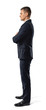 © gearstd - Side view of young businessman with his arms folded looking staight confidently isolated on white background