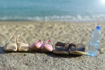 Beach shoes the whole family on the sand