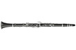 Clarinet classical woodwind instrument, top view. 3D graphic