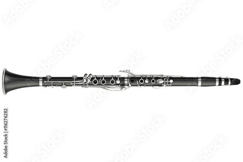 Cuadros en Lienzo Clarinet classical woodwind instrument, top view. 3D graphic