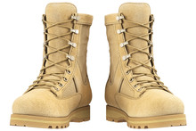 Military Boots Suede, Front View. 3D Graphic