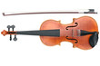 Violin classical musical equipment, front view. 3D graphic