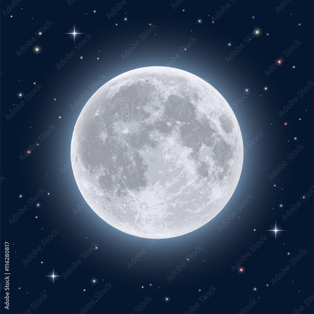 Full Moon Visual Realistic full moon. Detailed vector illustration Stock Vector | Adobe ...