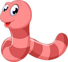 Cute Pink Worm Cartoon
