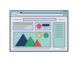 Web wireframe. Internet window with website page template.