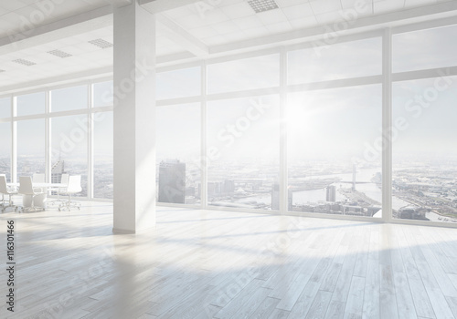 Photo  White office interior . Mixed media