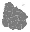 Uruguay departments Map grey