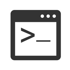 Coding icon. Simple flat logo of coding terminal on white background. Vector illustration.