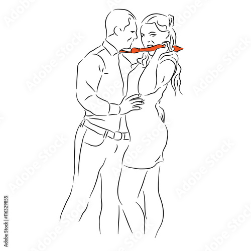 Young Sexy Couple Girl And Boy In A Fit Of Passion The Sketch