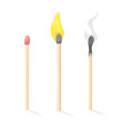 © grimgram - Vector illustration of Matches in three different states of ignition.Different burning matches concept.