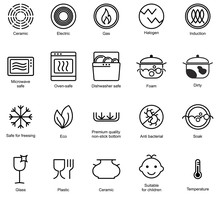 Symbols Of Food Grade Metal Indicate Properties And Destination Of A Metallic Utensil.