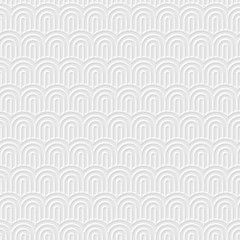 Wall Mural - White 3d Geometric striped seamless pattern with stylized waves
