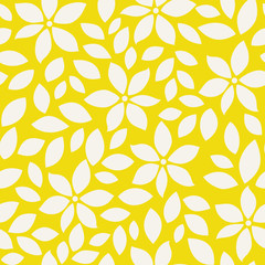 Summer pattern with abstract flower silhouettes and leaves. Seamless floral background
