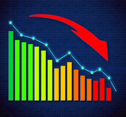 Business graph and upward directed arrows