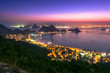 Night view of Rio de Janeiro in the horizon after the sunset from the City Park in Niteroi, Brazil