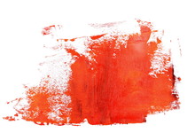 Red Brush Strokes Oil Paint Isolated On White