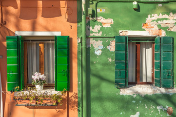 twin balconies from Burano island, Venice