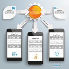 Canvas Print - Paper Arrows Big Flowchart Infographic 3 Smartphones
