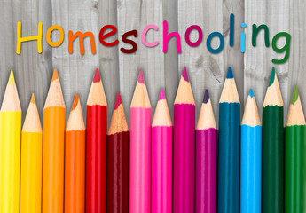 Wall Mural - Pencil Crayons with text Homeschooling