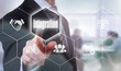 © Duncan Andison - A businessman selecting a Integration Concept button on a hexagonal screen
