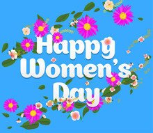  Banner For Women's Day Banner With Frame Of Pink Daisy Flowers,