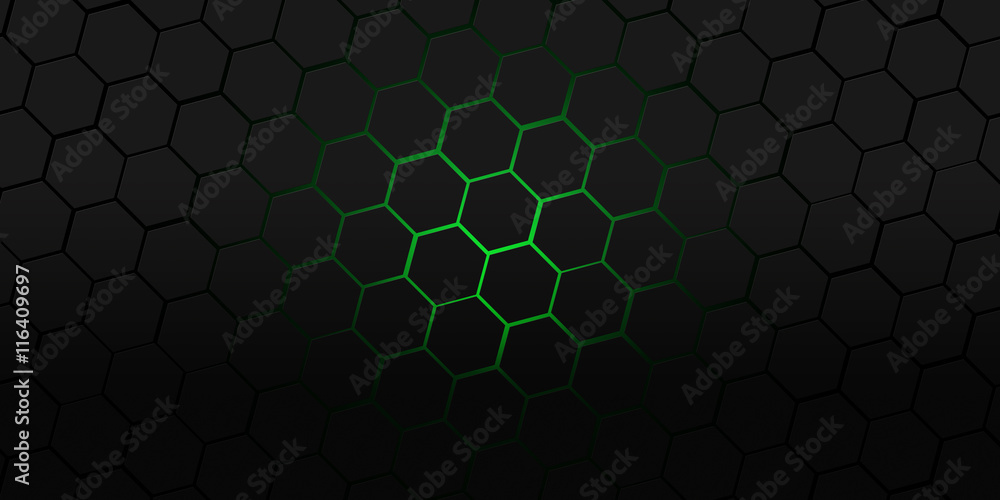 black and green hexagons modern background illustration Stock ...