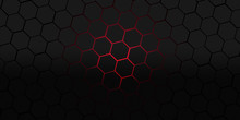 Black And Red Hexagons Modern Background Illustration