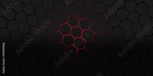 Poster black and red hexagons modern background illustration