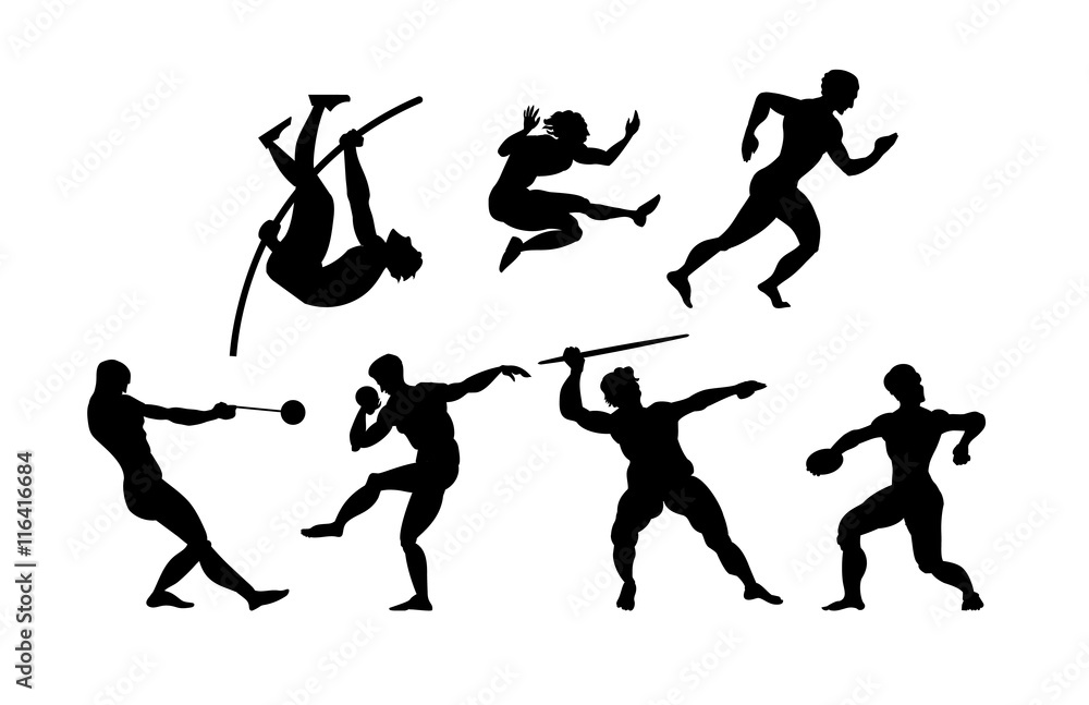 athletics silhouette in black color on white background 