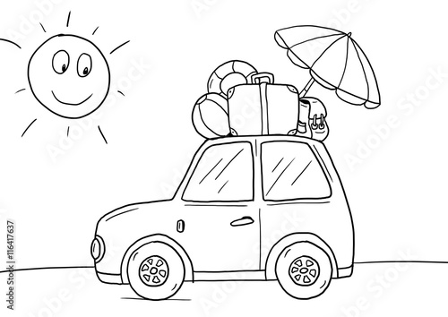 Ausmalbild Auto Urlaub Buy This Stock Illustration And