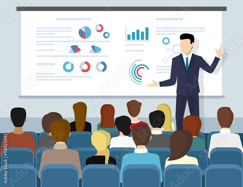 Fotomural Business seminar speaker doing presentation and professional training about marketing, sales and e-commerce