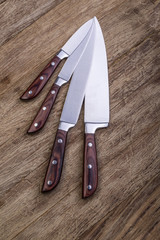 Wall Mural -  kitchen knifes on wooden