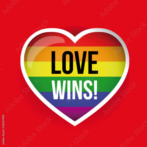 Download Love Wins! rainbow flag LGBT symbol on heart vector Stock ...