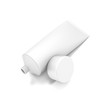 © Mockup Cake - White horizontal cosmetic cream tube from top front closeup angle.