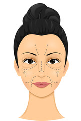 Poster - Girl Face Incision Lines