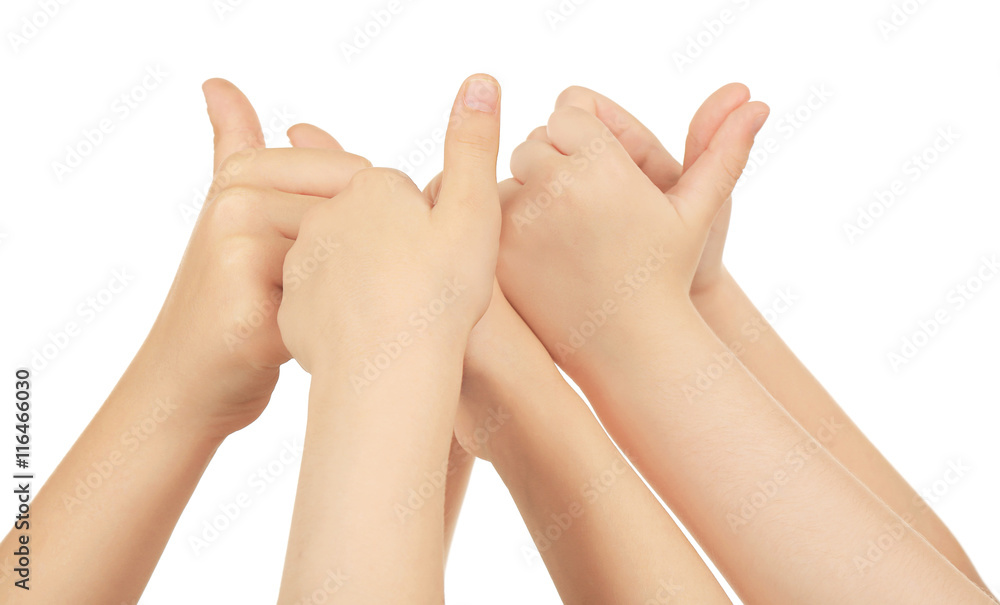 Kids hands isolated on white