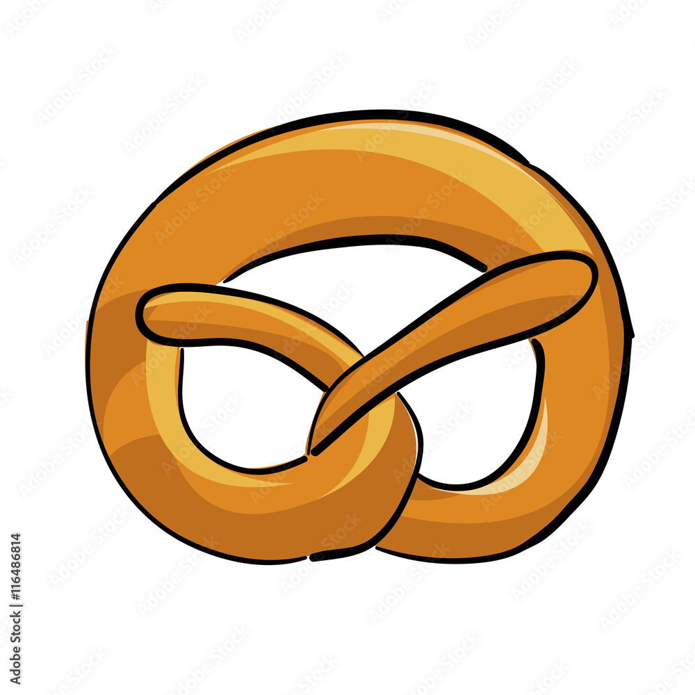 Cartoon hand drawn pretzel vector illustration Stock Vector | Adobe Stock