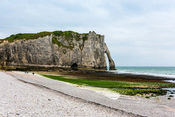 Wall Mural - The beach and stone cliffs in Etretat, France