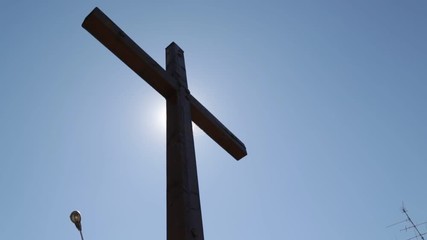 Wall Mural - in italy  cross in the sky  ancient   religion  building    for catholic .